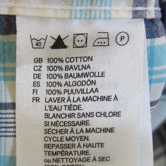 H&M* Men's Short Sleeve Snap Down Curved Hem Double Chest Pocket Shirt~ XL - Picture 6 of 12